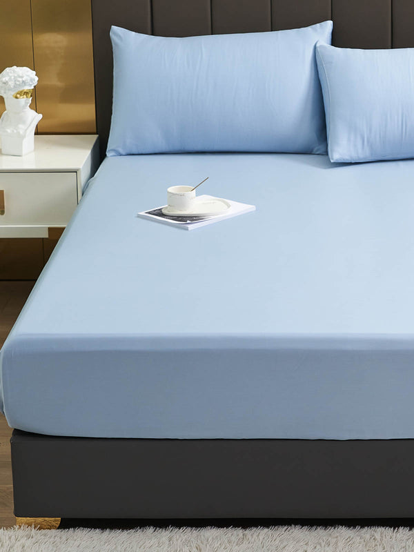 Crystal Blue Solid Color TENCEL Lyocell Fitted Sheet