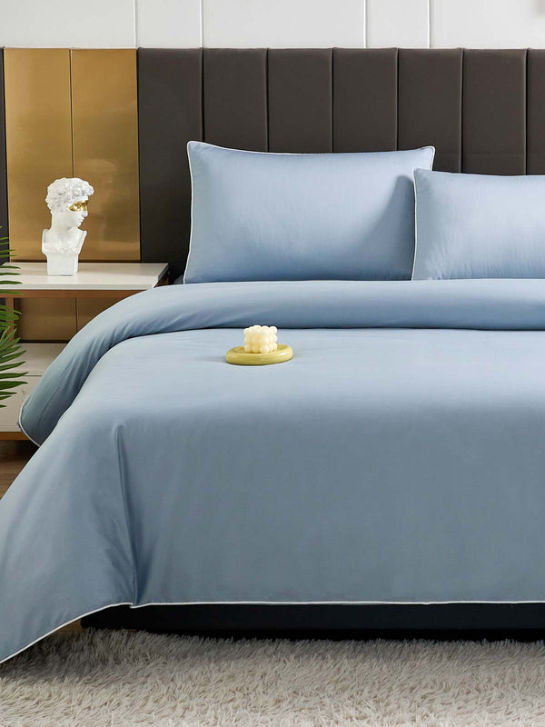 Gentle Blue Solid Color Premium Cotton Fitted Sheet Set