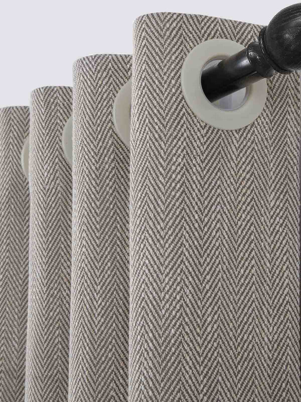 Simple Herringbone Solid Color Polyester Curtain