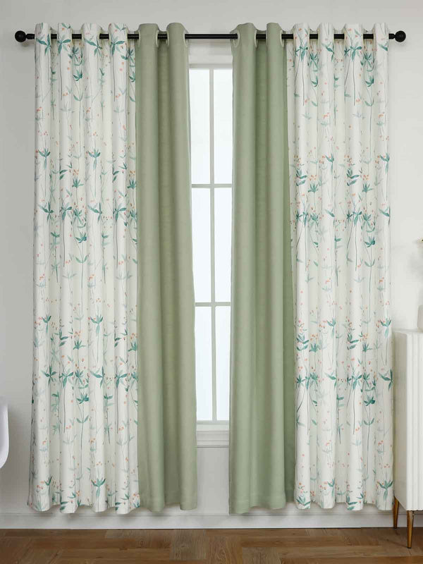 Breezy Green Floral Curtain