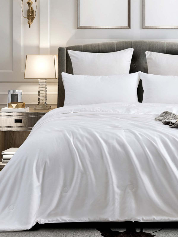 Solid White Premium Mulberry Silk All Season Duvet Insert