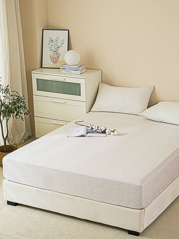 Pai Breeze Apricot Cotton Fitted Sheet