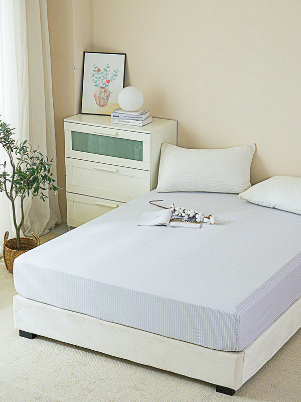 Eta Mist White Cotton Fitted Sheet