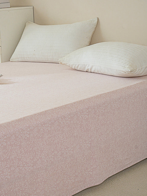 Kai Jade Pink Cotton Flat Sheet