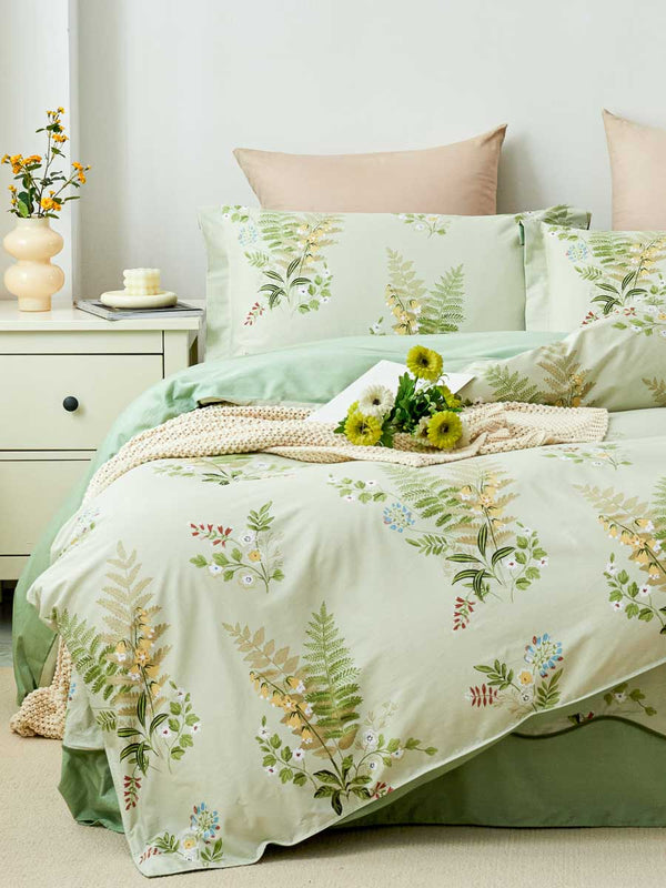 Melea Floral Cotton Bedskirt Duvet Cover Set