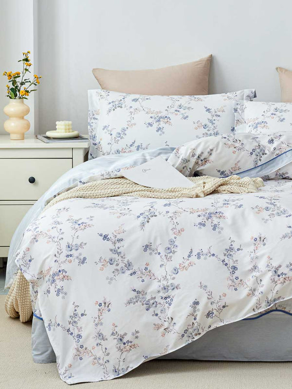 Ophir Floral Cotton Bedskirt Duvet Cover Set