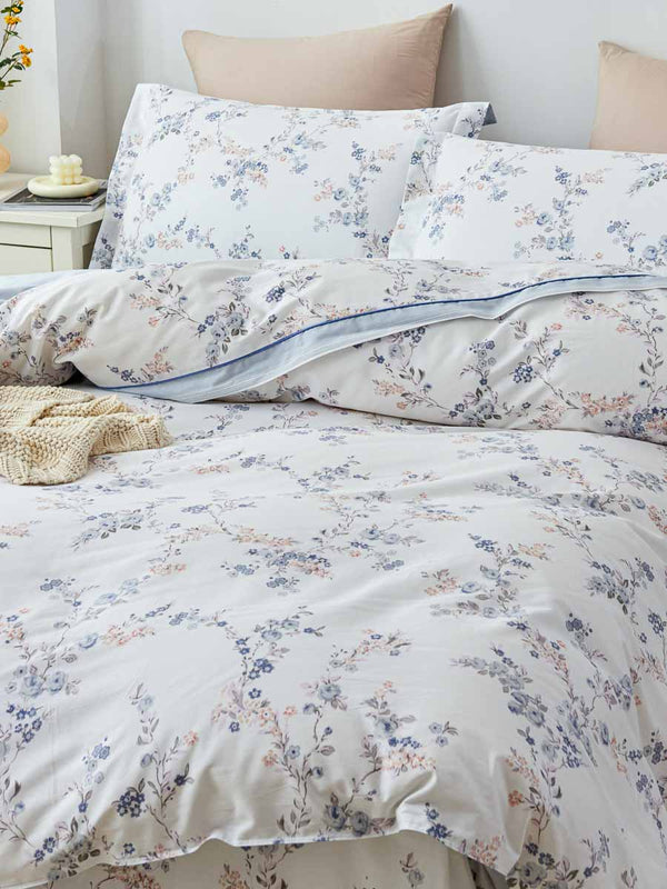 Ophir Floral Cotton Bedskirt Duvet Cover Set