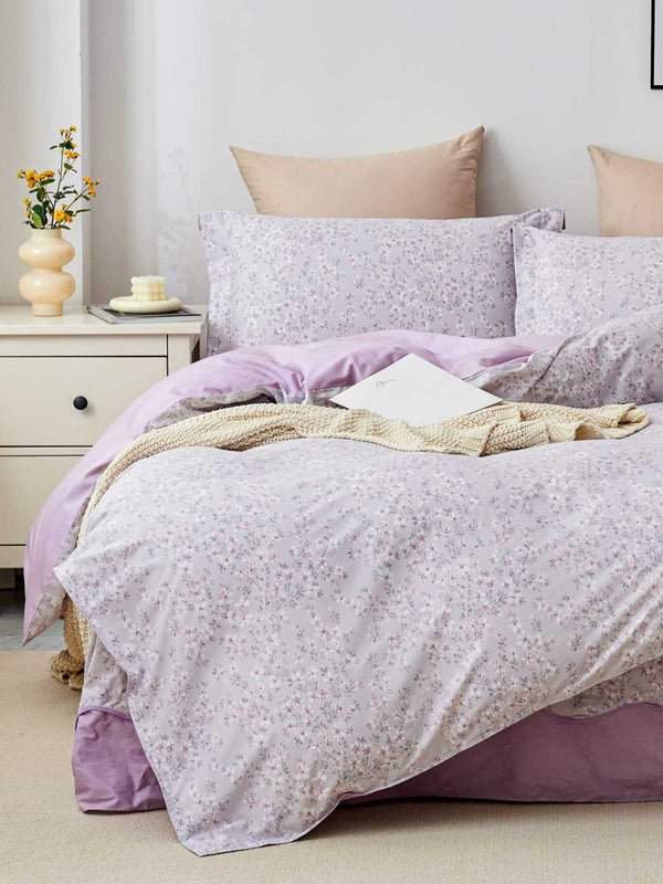 Perez Floral Cotton Bedskirt Duvet Cover Set